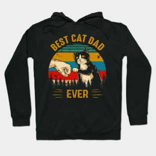 Vintage Best Cat Dad Ever Fist Bump Black Cat Gift Hoodie